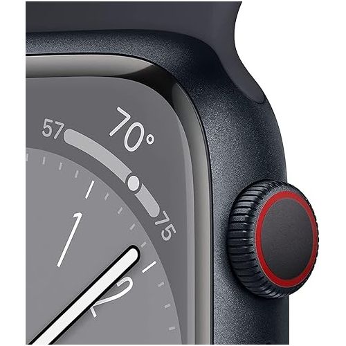 애플 Apple Watch Series 8 (GPS + Cellular, 45mm) - Midnight Aluminum Case with Midnight Sport Band (Renewed Premium)