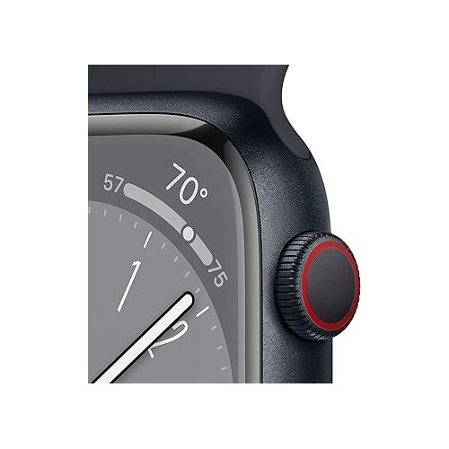 애플 Apple Watch Series 8 (GPS + Cellular, 45mm) - Midnight Aluminum Case with M/L Midnight Sport Band (Renewed Premium)