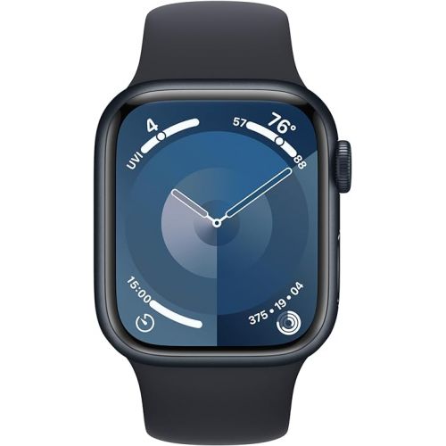 애플 Apple Watch Series 9 GPS Aluminum - Small/Medium Strap, Midnight Sport Band, Midnight Case, 41mm