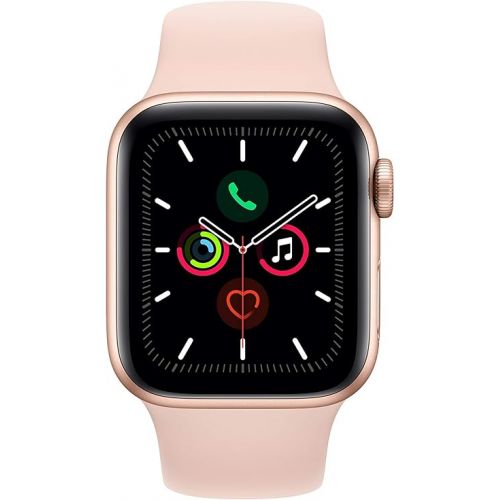 애플 Apple Watch Series 5 (GPS + Cellular, 40MM) - Gold Aluminum Case with Pink Sport Band (Renewed)