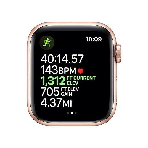 애플 Apple Watch Series 5 (GPS + Cellular, 40MM) - Gold Aluminum Case with Pink Sport Band (Renewed)