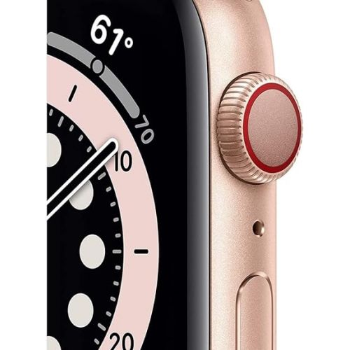 애플 Apple Watch Series 6 (GPS + Cellular, 44mm) - Gold Aluminum Case with Pink Sport Band (Renewed)