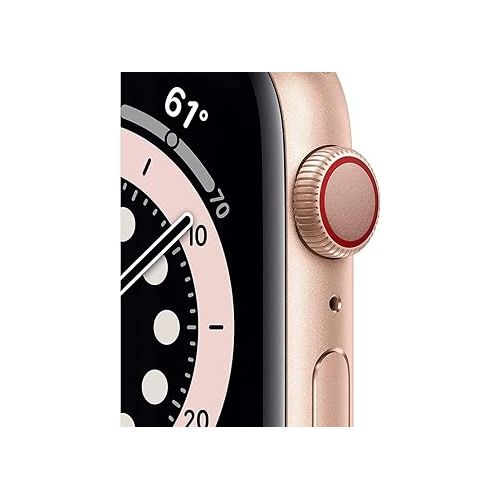 애플 Apple Watch Series 6 (GPS + Cellular, 44mm) - Gold Aluminum Case with Pink Sport Band (Renewed)