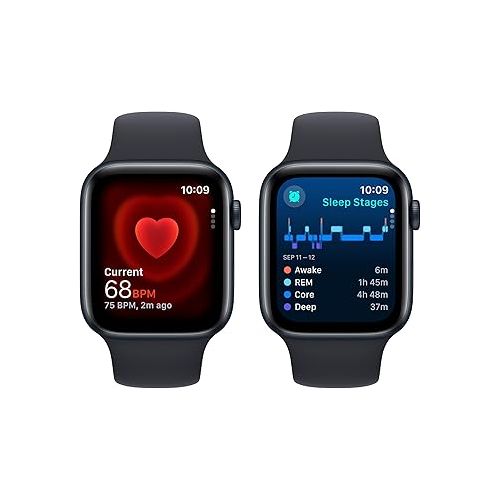 애플 Apple Watch SE (2nd Gen) [GPS 44mm] Smartwatch with Midnight Aluminum Case with Midnight Sport Band S/M. Fitness & Sleep Tracker, Crash Detection, Heart Rate Monitor