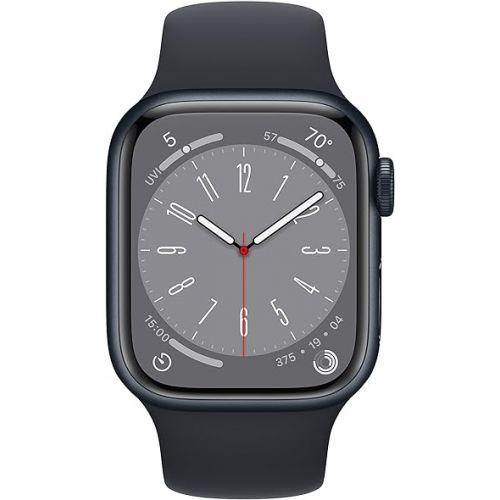 애플 Apple Watch Series 8 GPS, 41mm Midnight Aluminum Case with Midnight Sport Band, Small/Medium