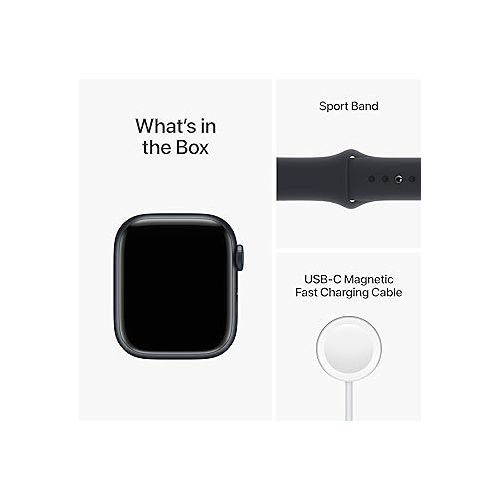 애플 Apple Watch Series 8 GPS, 41mm Midnight Aluminum Case with Midnight Sport Band, Small/Medium