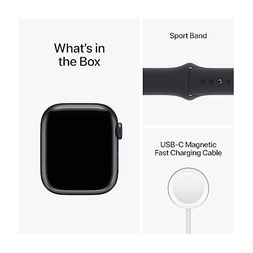 애플 Apple Watch Series 8 [GPS 41mm] Smart Watch w/Midnight Aluminum Case with Midnight Sport Band - S/M. Fitness Tracker, Blood Oxygen & ECG Apps, Always-On Retina Display, Water Resistant