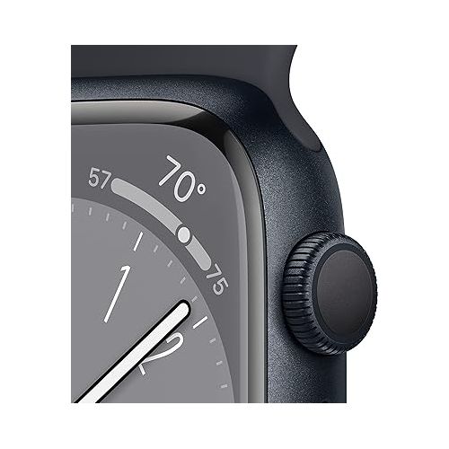 애플 Apple Watch Series 8 GPS, 41mm Midnight Aluminum Case with Midnight Sport Band, Small/Medium