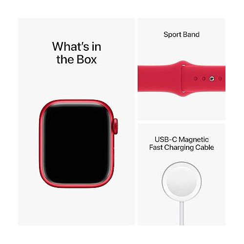애플 Apple Watch Series 8 (GPS, 41mm) - Red Aluminum Case with Red Sport Band, S/M (Renewed)