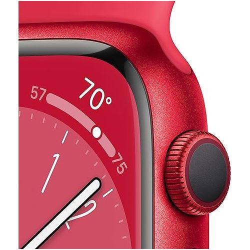 애플 Apple Watch Series 8 (GPS, 41mm) - Red Aluminum Case with Red Sport Band, S/M (Renewed)