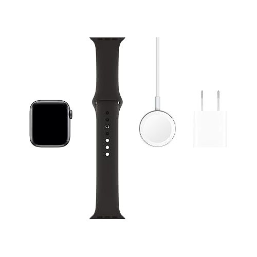 애플 Apple Watch Series 5 (GPS + Cellular, 40MM) - Stainless Steel Case with Black Sport Band (Renewed)