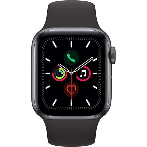 애플 Apple Watch Series 5 (GPS + Cellular, 40MM) Stainless Steel Case with Black Sport Band (Renewed)