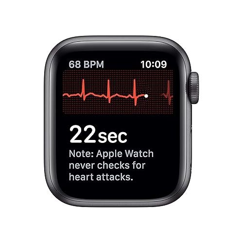 애플 Apple Watch Series 5 (GPS + Cellular, 40MM) - Stainless Steel Case with Black Sport Band (Renewed)