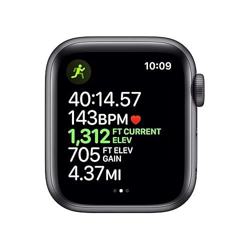 애플 Apple Watch Series 5 (GPS + Cellular, 40MM) - Stainless Steel Case with Black Sport Band (Renewed)