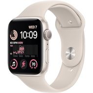 Apple Watch SE (2nd Gen) (GPS, 44mm) - Starlight Aluminum Case with Starlight Sport Band, M/L (Renewed)