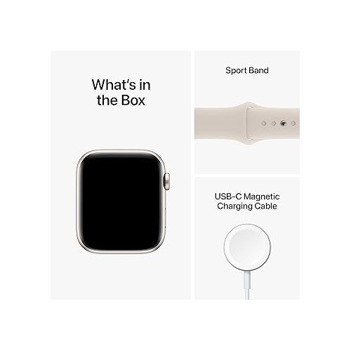 애플 Apple Watch SE (2nd Gen) (GPS, 44mm) - Starlight Aluminum Case with Starlight Sport Band, M/L (Renewed)