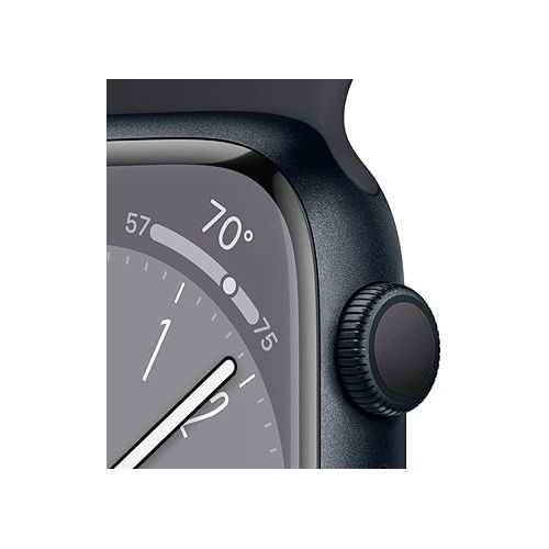 애플 Apple Watch Series 8 [GPS, 45mm] - Midnight Aluminum Case with Midnight Sport Band, M/L (Renewed)