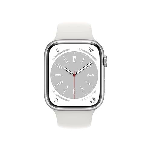 애플 Apple Watch Series 8 (41MM, GPS) - Silver Aluminum Case with White Sport Band (Renewed Premium)