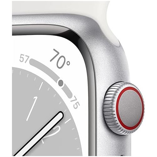 애플 Apple Watch Series 8 (41MM, GPS) - Silver Aluminum Case with White Sport Band (Renewed Premium)