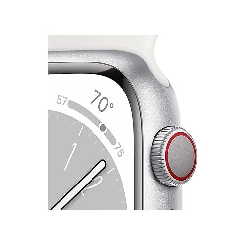 애플 Apple Watch Series 8 (41MM, GPS) - Silver Aluminum Case with White Sport Band (Renewed Premium)