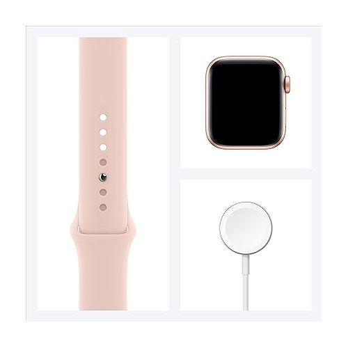 애플 Apple Watch SE (GPS, 40mm) - Gold Aluminum Case with Pink Sand Sport Band (Renewed)