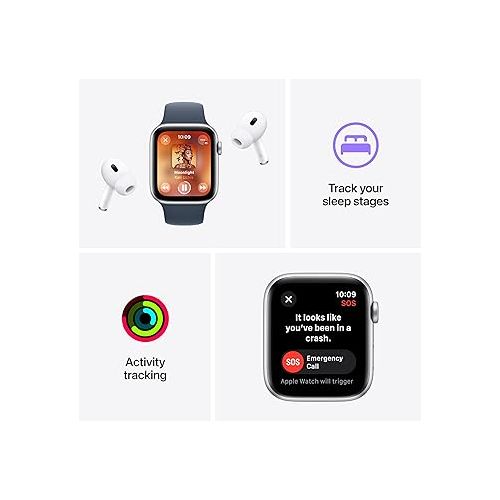 애플 Apple Watch SE (2nd Gen) [GPS + Cellular 40mm] Smartwatch with Midnight Aluminum Case with Midnight Sport Band S/M. Fitness & Sleep Tracker, Crash Detection, Heart Rate Monitor