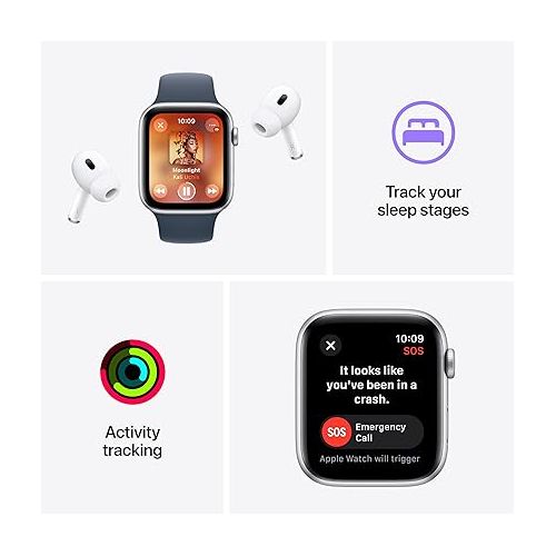 애플 Apple Watch SE (2nd Gen) [GPS + Cellular 40mm] Smartwatch with Midnight Aluminum Case with Midnight Sport Band S/M. Fitness & Sleep Tracker, Crash Detection, Heart Rate Monitor