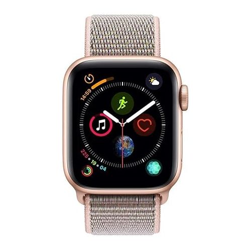 애플 Apple Watch Series 4 (GPS, 40MM) - Gold Aluminum Case with Pink Sand Sport Loop Band (Renewed)