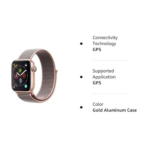 애플 Apple Watch Series 4 (GPS, 40MM) - Gold Aluminum Case with Pink Sand Sport Loop Band (Renewed)