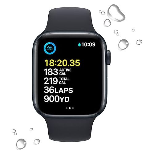애플 Apple Watch SE (2nd Gen) (GPS, 44mm) - Midnight Aluminum Case with Midnight Sport Band, M/L (Renewed)