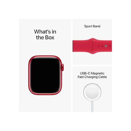 애플 Apple Watch Series 8 (GPS, 41MM) - (Product) RED Aluminum Case with (Product) RED Sport Band S/M (Renewed Premium)