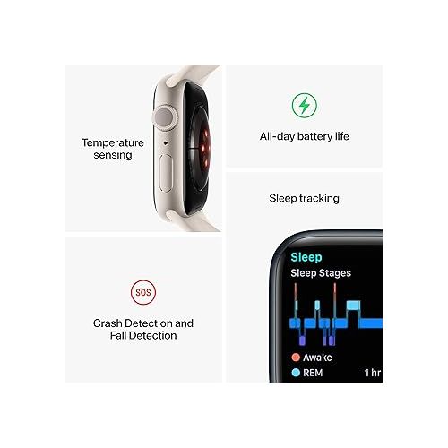 애플 Apple Watch Series 8 (GPS, 41MM) - (Product) RED Aluminum Case with (Product) RED Sport Band S/M (Renewed Premium)