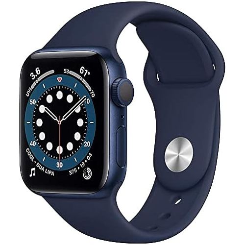 애플 Apple Watch Series 6 (GPS + Cellular, 40mm) - Blue Aluminum Case with Deep Navy Sport Band (Renewed)
