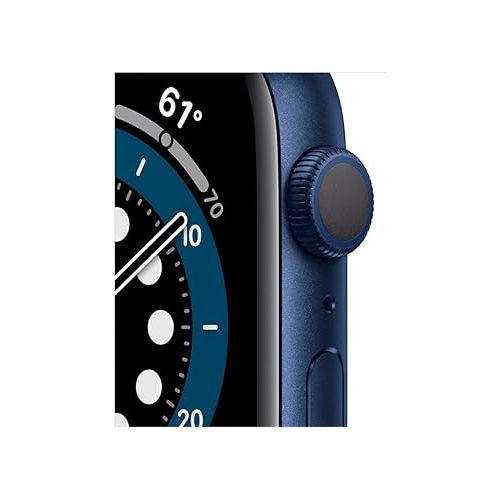 애플 Apple Watch Series 6 (GPS + Cellular, 40mm) - Blue Aluminum Case with Deep Navy Sport Band (Renewed)