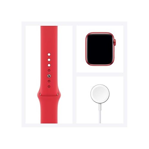 애플 Apple Watch Series 6 (GPS + Cellular, 40mm) - (Product) RED Aluminum Case with RED Sport Band (Renewed)