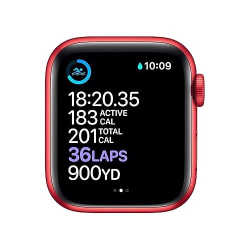 애플 Apple Watch Series 6 (GPS + Cellular, 40mm) - (Product) RED Aluminum Case with RED Sport Band (Renewed)