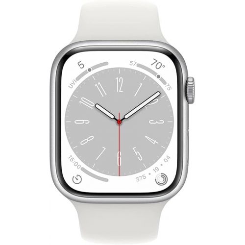 애플 Apple Watch Series 8 [GPS + Cellular, 41mm] - Silver Aluminum Case with White Sport Band, S/M (Renewed)