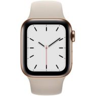 Apple Watch Series 5 (GPS + Cellular, 40MM) - Gold Stainless Steel Case with Stone Sport Band (Renewed)