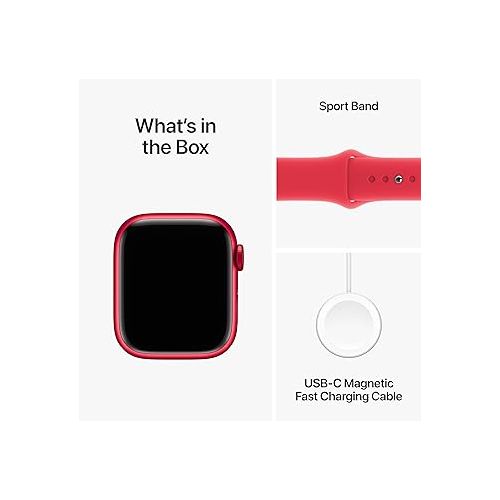 애플 Apple Watch Series 9 [GPS + Cellular 41mm] Smartwatch with (Product) RED Aluminum Case with (Product) RED Sport Band M/L. Fitness Tracker, Blood Oxygen & ECG Apps, Always-On Retina Display