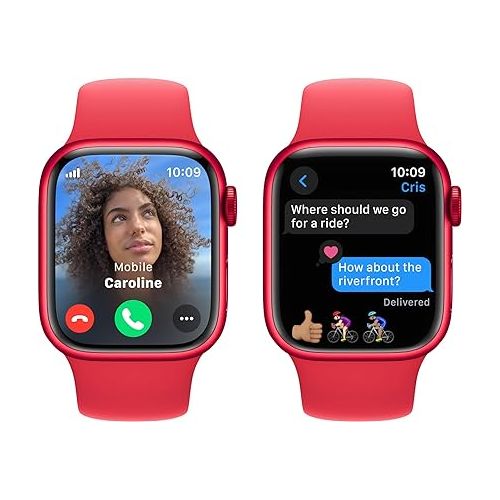 애플 Apple Watch Series 9 [GPS + Cellular 41mm] Smartwatch with (Product) RED Aluminum Case with (Product) RED Sport Band M/L. Fitness Tracker, Blood Oxygen & ECG Apps, Always-On Retina Display