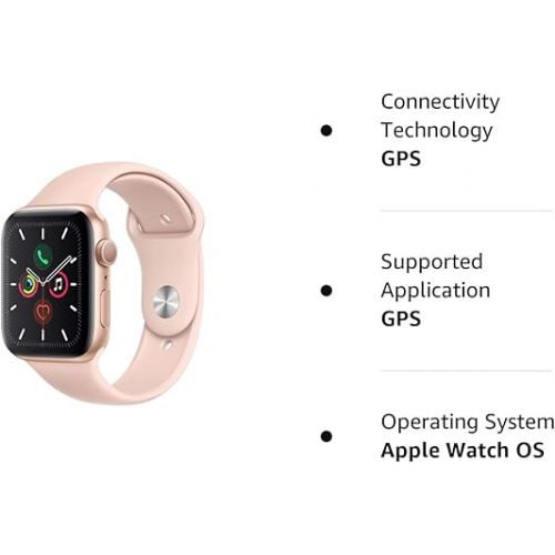 애플 Apple Watch Series 5 (GPS, 44MM) - Gold Aluminum Case with Pink Sand Sport Band (Renewed)