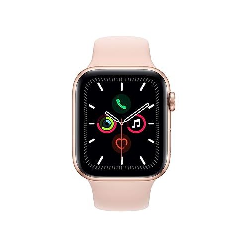 애플 Apple Watch Series 5 (GPS, 44MM) - Gold Aluminum Case with Pink Sand Sport Band (Renewed)