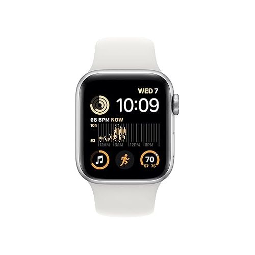 애플 Apple Watch SE (2nd Gen) (GPS, 40mm) - Silver Aluminum Case with White Sport Band, S/M (Renewed)