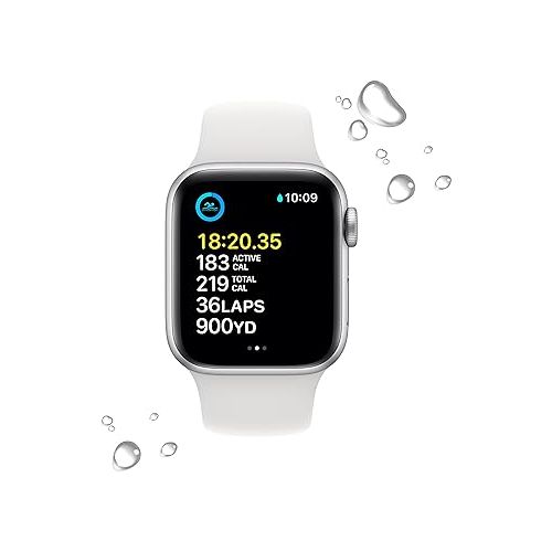 애플 Apple Watch SE (2nd Gen) (GPS, 40mm) - Silver Aluminum Case with White Sport Band, S/M (Renewed)