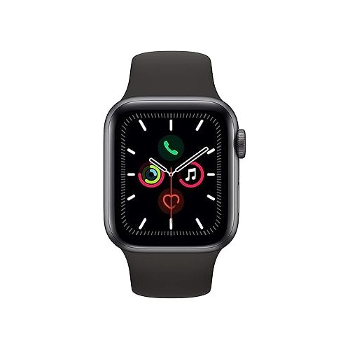 애플 Apple Watch Series 5 (GPS, 40MM) - Space Gray Aluminum Case with Black Sport Band (Renewed)