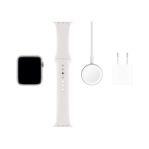 애플 Apple Watch Series 5 (GPS, 40MM) - Silver Aluminum Case with White Sport Band (Renewed)