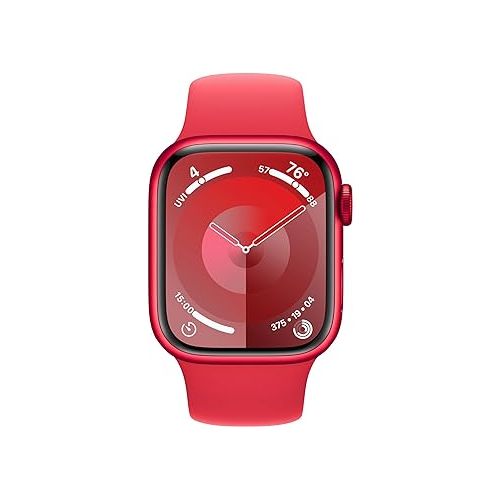 애플 Apple Watch Series 9 [GPS + Cellular 41mm] Smartwatch with (Product) RED Aluminum Case with (Product) RED Sport Band S/M. Fitness Tracker, Blood Oxygen & ECG Apps, Always-On Retina Display (Renewed)