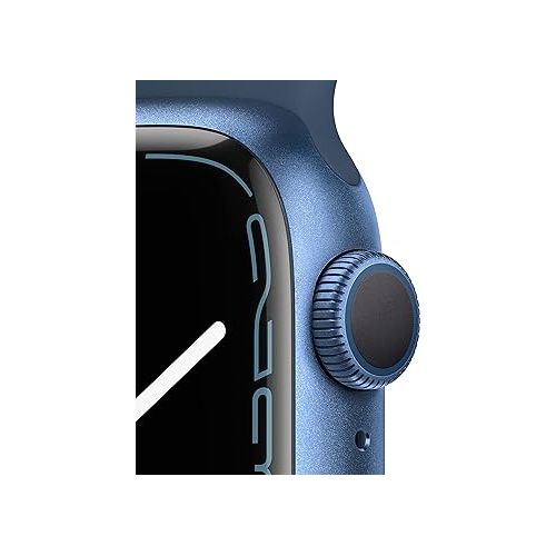 애플 Apple Watch Series 7 (GPS, 41MM) - Blue Aluminum Case with Abyss Blue Sport Band (Renewed Premium)