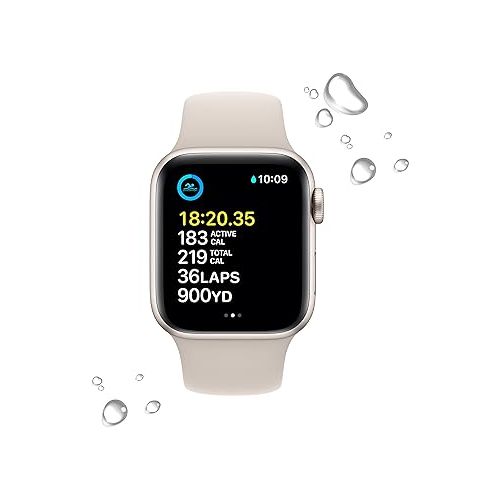 애플 Apple Watch SE (2nd Gen) (GPS + Cellular, 40mm) - Starlight Aluminum Case with Starlight Sport Band, M/L (Renewed)