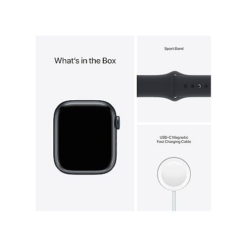 애플 Apple Watch Series 7 (GPS, 41MM) - Midnight Aluminum Case with Midnight Sport Band (Renewed Premium)